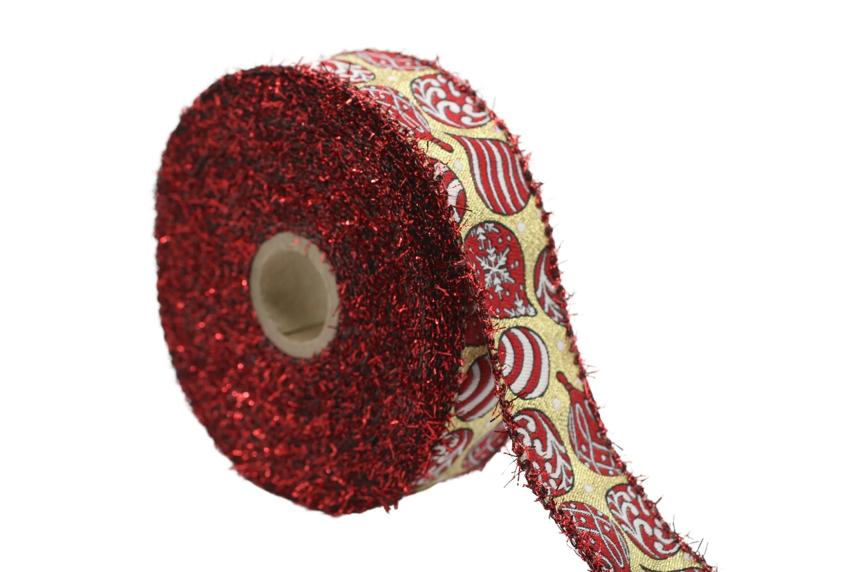 1.37 inch Metallic Gold and Red Christmas Trim Tape, Embroidered Jacquard Ribbon, New Year trim, Christmas Decor Trim by the yard