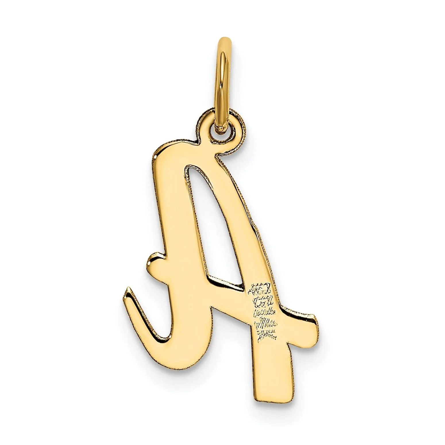 14K Yellow Gold Medium Size Fancy Script Design Letter A Initial Pendant