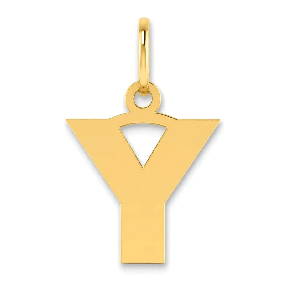 14k Yellow Gold  Small Size Letter Y Initial Block Pendant