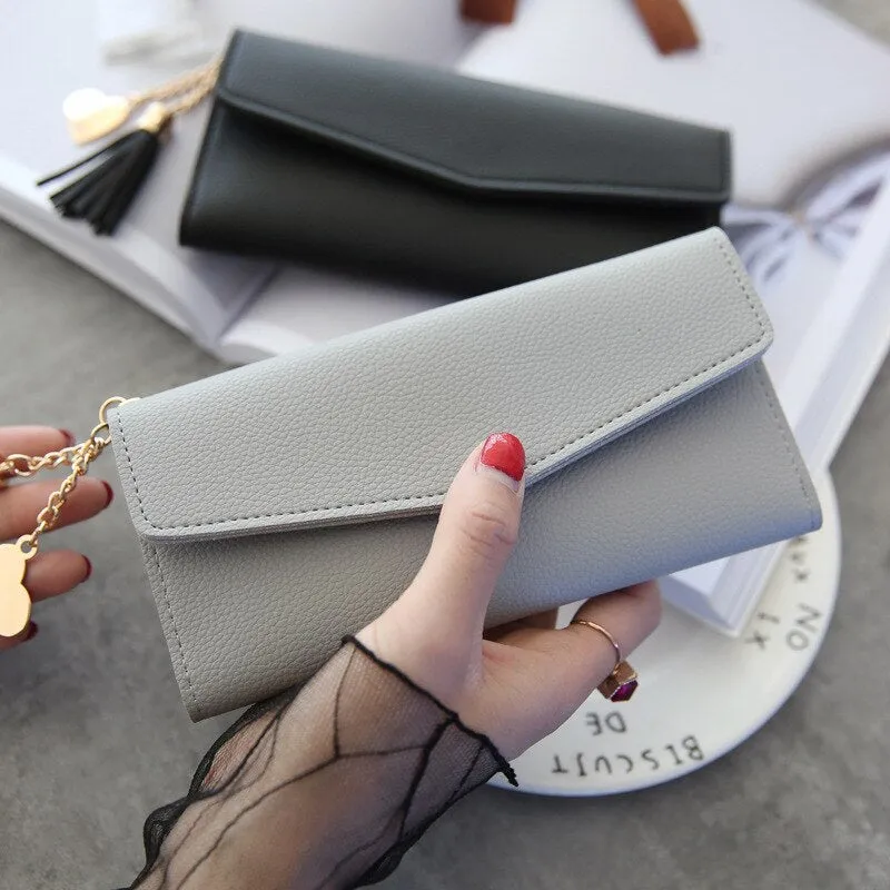 2019 Fashion Womens Wallets Simple Zipper Purses Black White Gray Red Long Section Clutch Wallet Soft PU Leather Money Bag