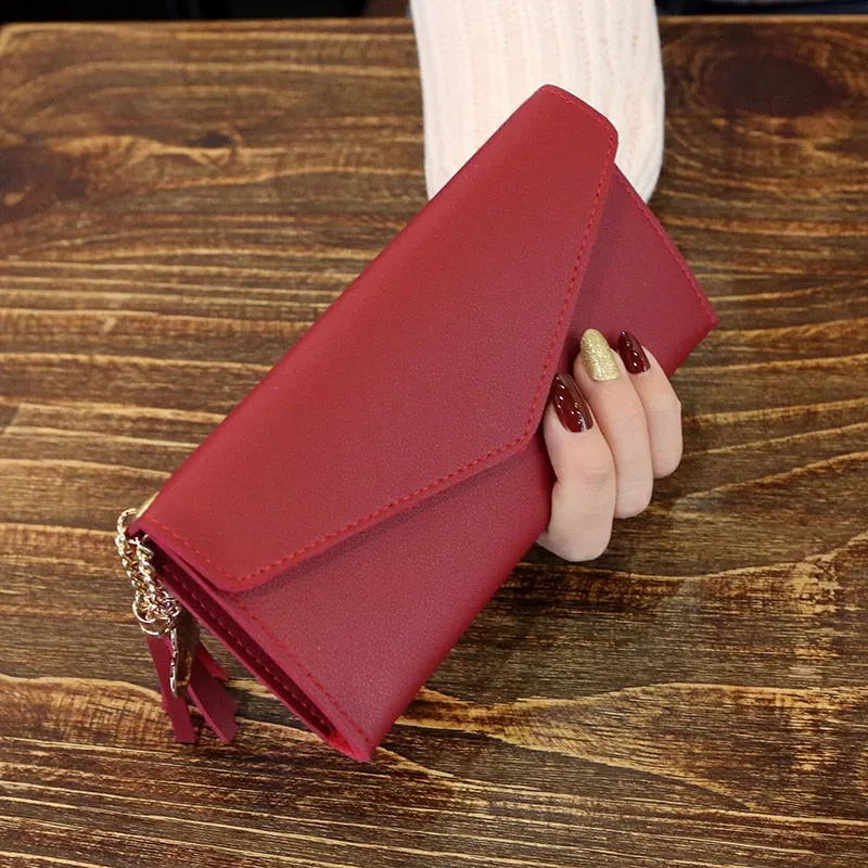 2019 Fashion Womens Wallets Simple Zipper Purses Black White Gray Red Long Section Clutch Wallet Soft PU Leather Money Bag