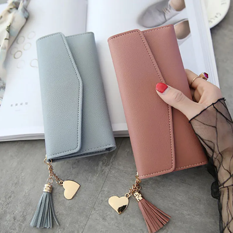 2019 Fashion Womens Wallets Simple Zipper Purses Black White Gray Red Long Section Clutch Wallet Soft PU Leather Money Bag