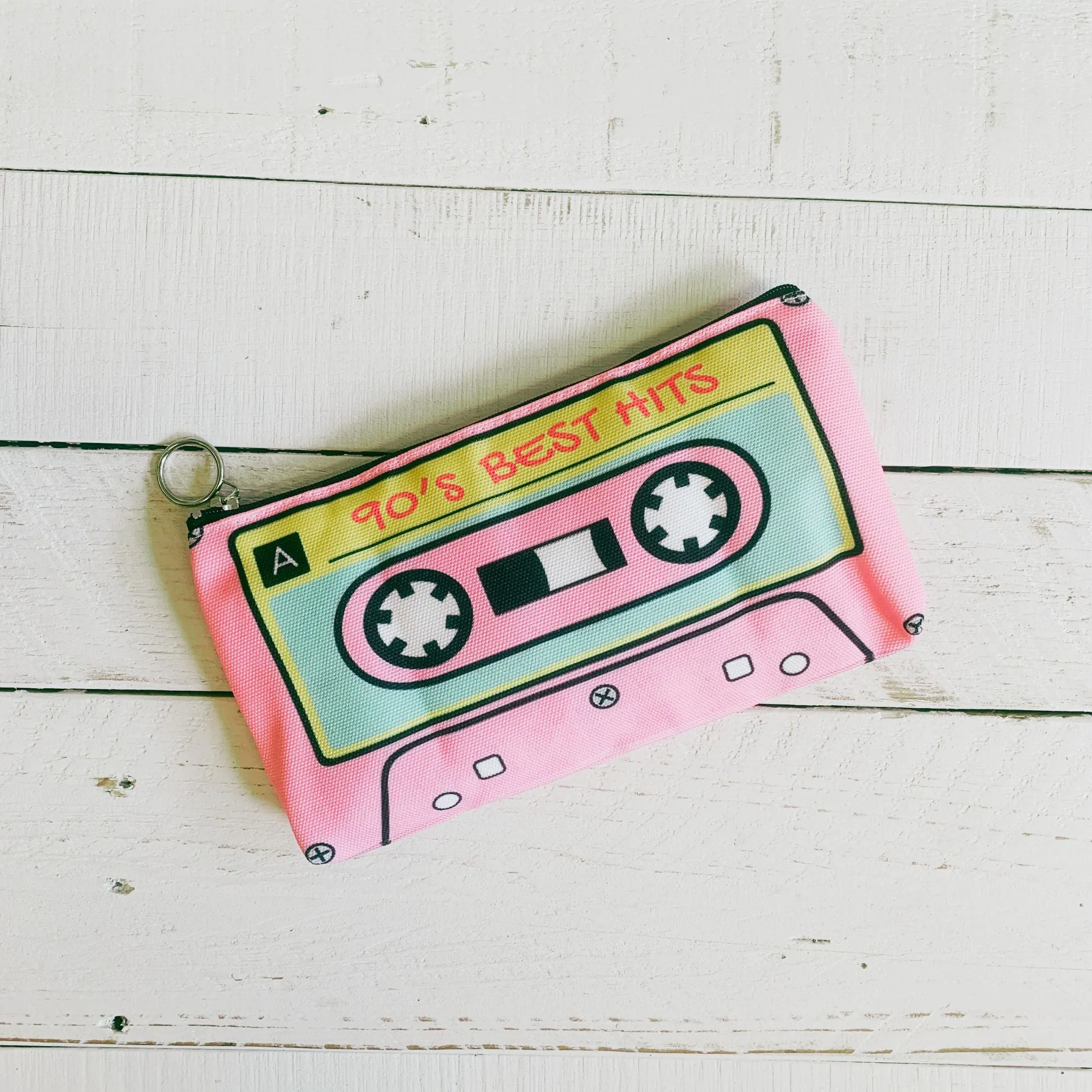 '90s Best Hits Cassette Tape Zipper Pouch | Makeup Bag or Pencil Case