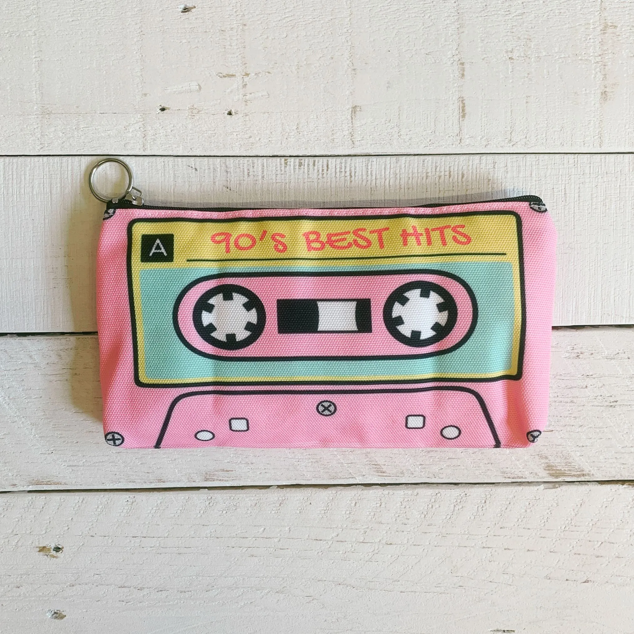 '90s Best Hits Cassette Tape Zipper Pouch | Makeup Bag or Pencil Case