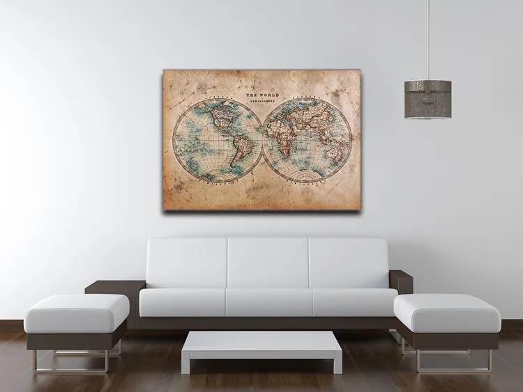 A genuine old stained World map Canvas Print or Poster