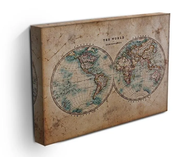 A genuine old stained World map Canvas Print or Poster