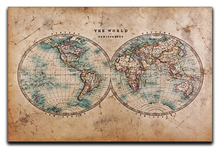 A genuine old stained World map Canvas Print or Poster