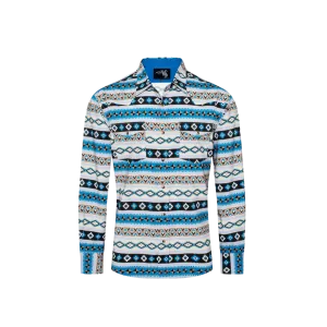 Avalon Men's Western Print Pearl Snap Aztec Shirt