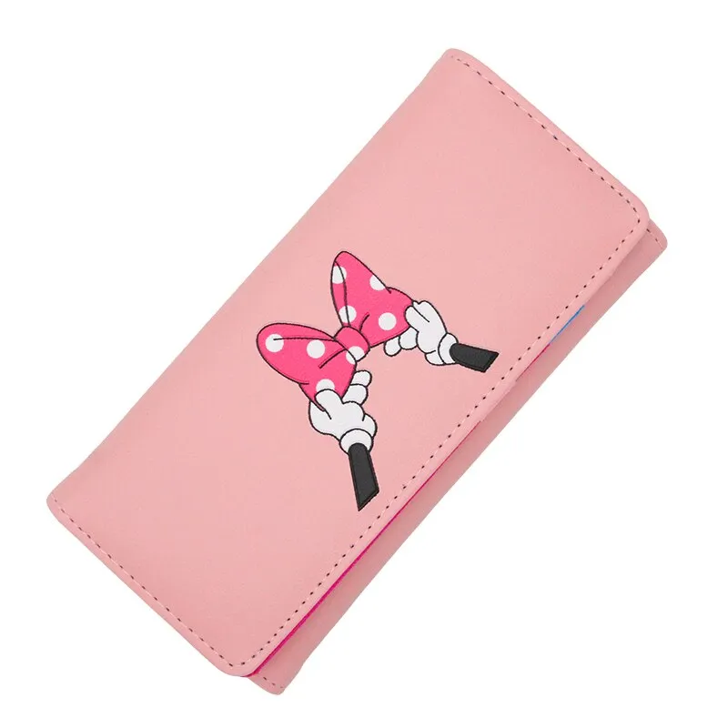 BOTUSI Mickey Bow Lady Purses Handbags Brand Design Women Wallets PU Leather Money Coin Purse Cards ID Holder Cartoon Printing