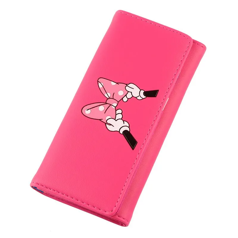 BOTUSI Mickey Bow Lady Purses Handbags Brand Design Women Wallets PU Leather Money Coin Purse Cards ID Holder Cartoon Printing