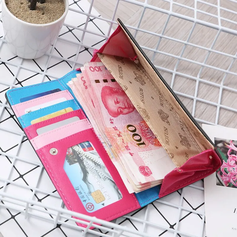 BOTUSI Mickey Bow Lady Purses Handbags Brand Design Women Wallets PU Leather Money Coin Purse Cards ID Holder Cartoon Printing