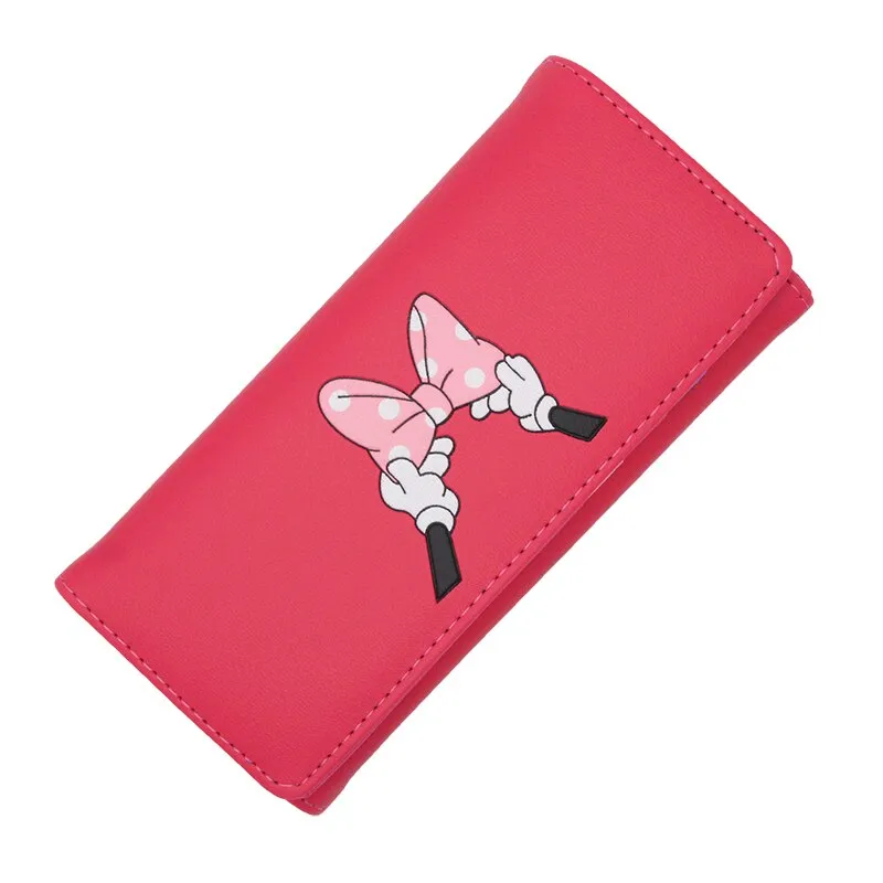 BOTUSI Mickey Bow Lady Purses Handbags Brand Design Women Wallets PU Leather Money Coin Purse Cards ID Holder Cartoon Printing