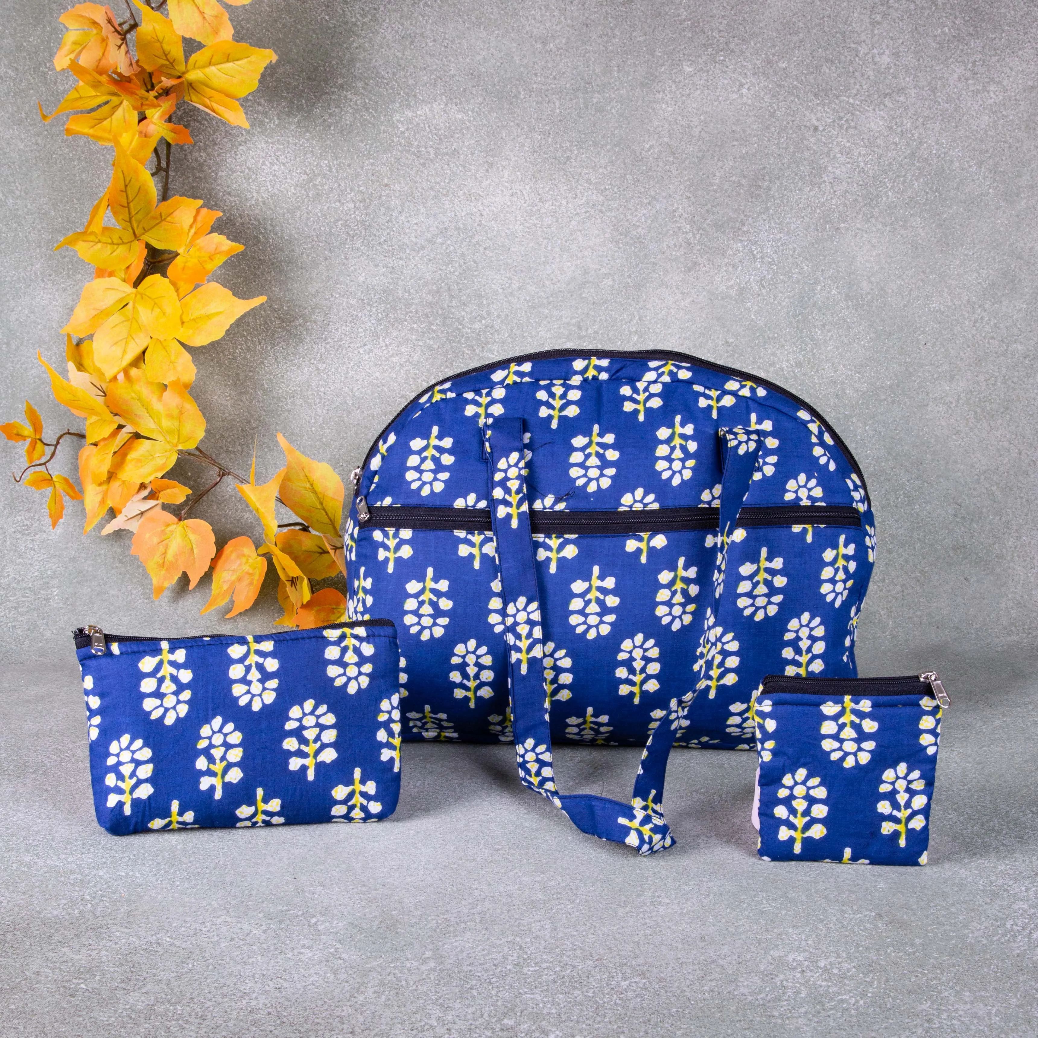 Bristlefront Everyday Tote Combo Blue with Yellow Flower Design