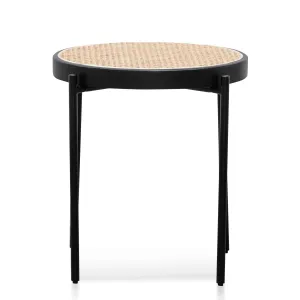 Calibre Rattan Top Side Table - Natural Top and Black Base ST6494-SD