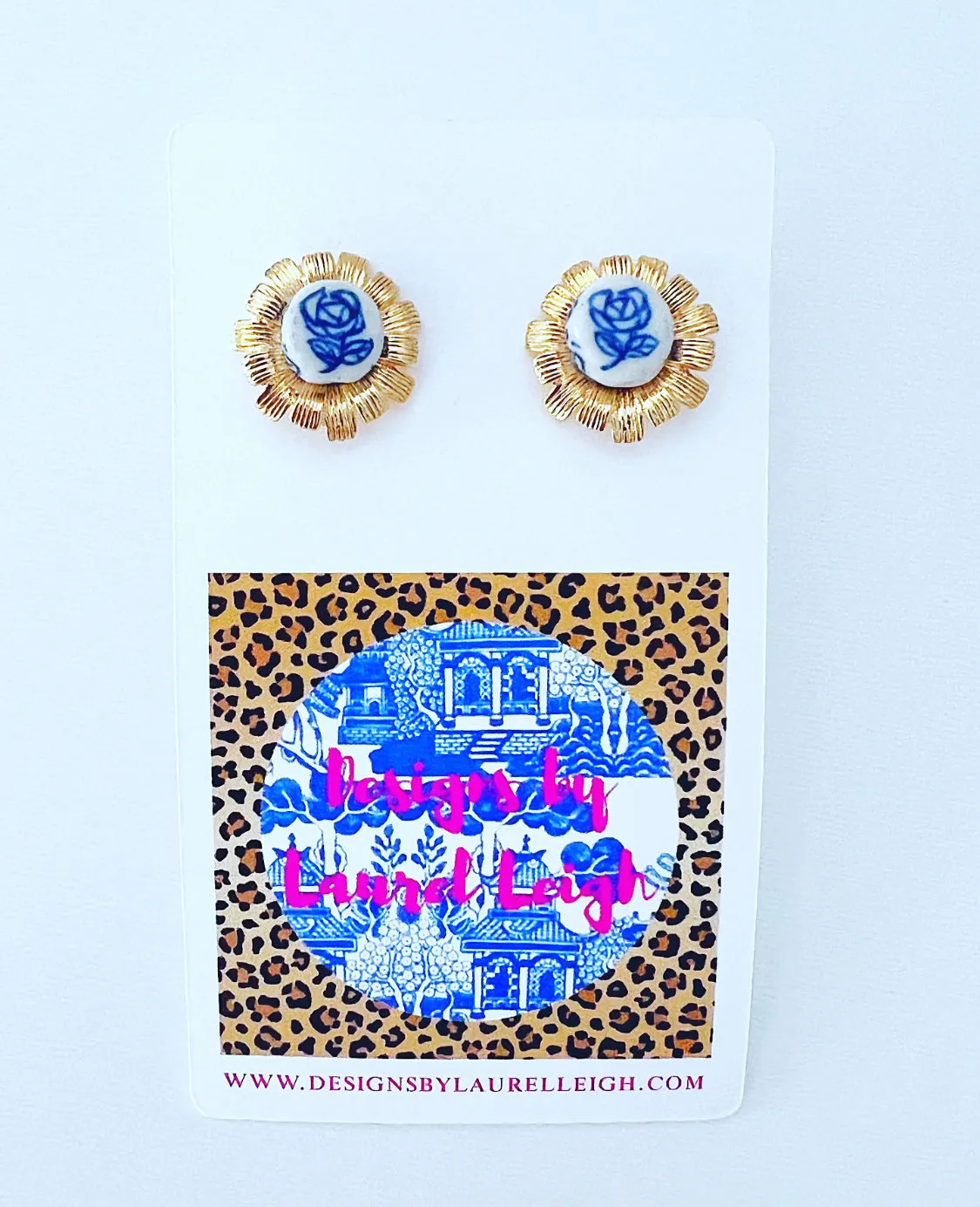 Chinoiserie Petite Fleur Gold Studs