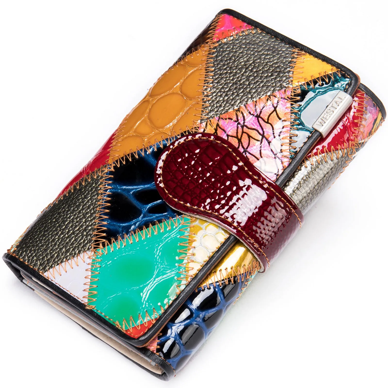 Color Patchwork Multi-Card Coin Purse for Women