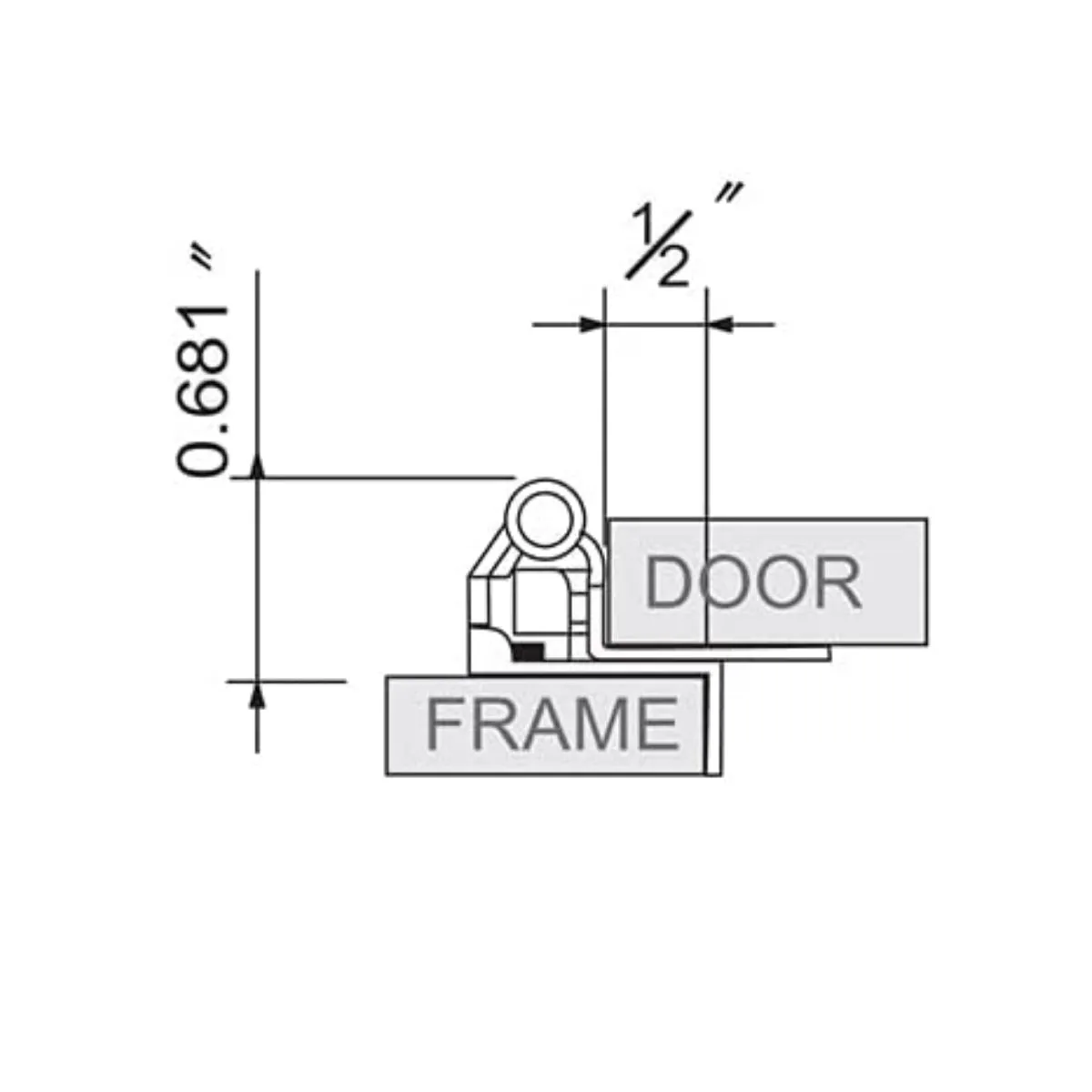 Diversa Partial Wrap 1/2" Overlay Matte Black Cabinet Hinges (Pair)