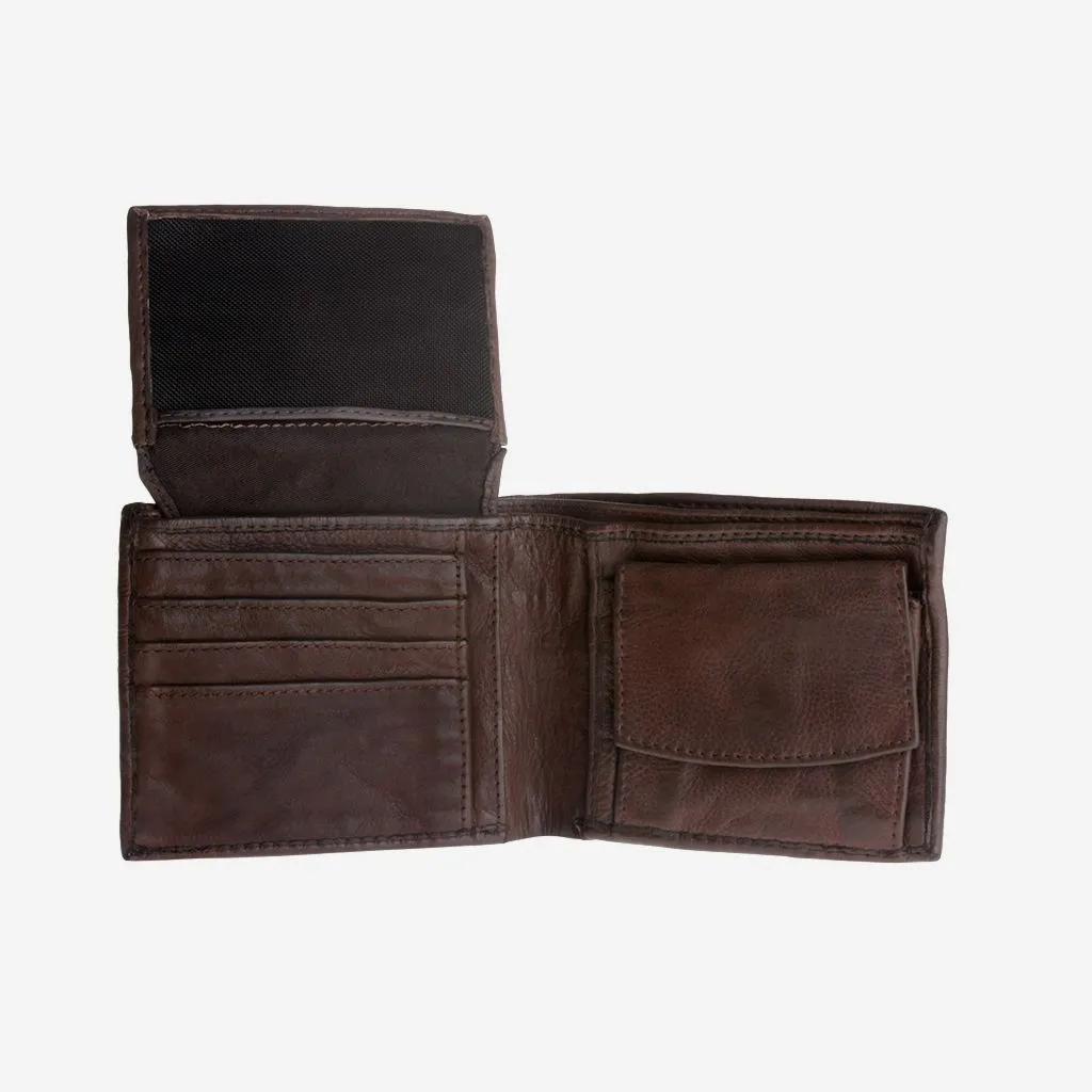 DuDu Mans hand-made soft natural high quality leather wallet - Cocoa Brown