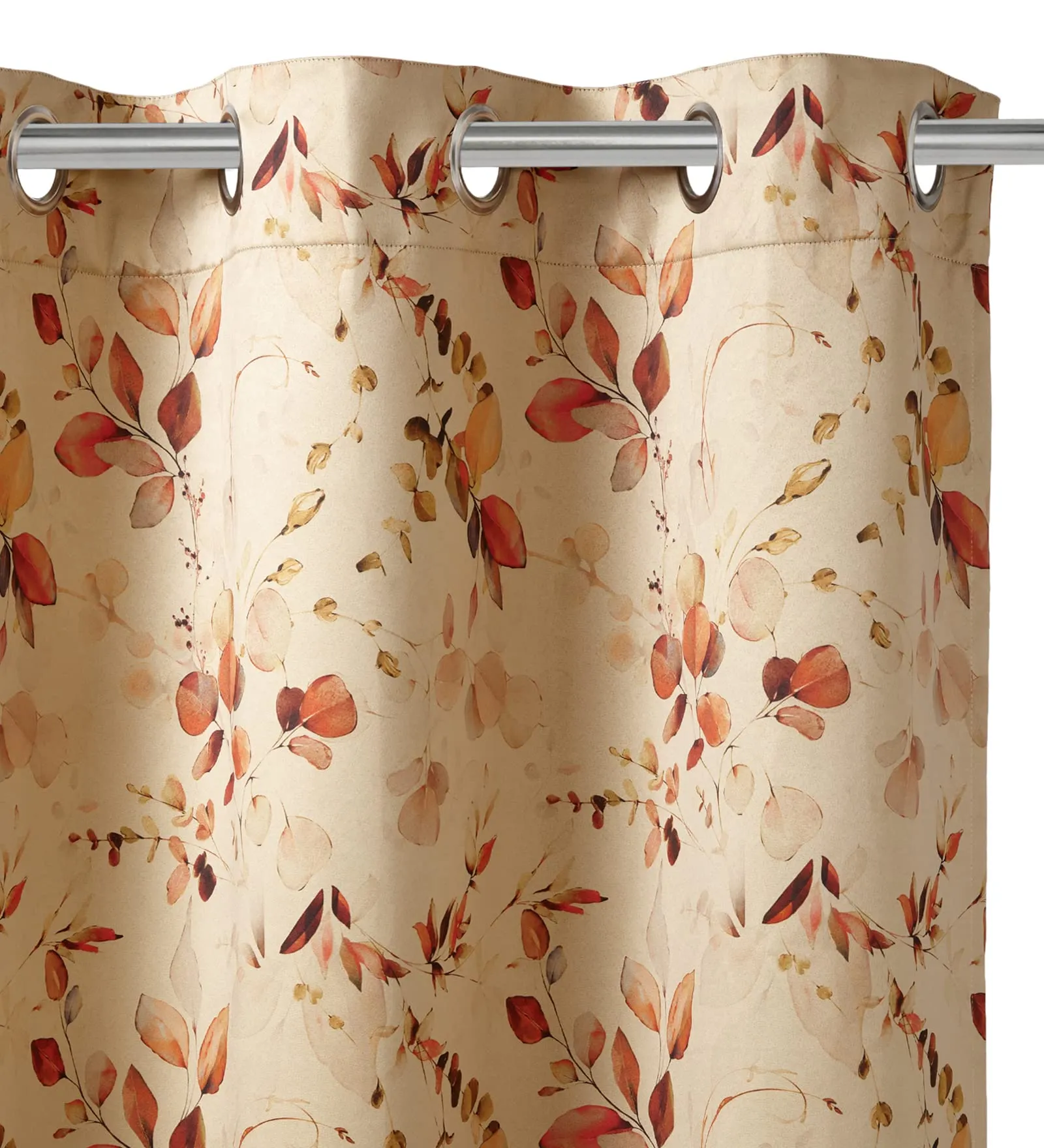 Encasa Homes Door Curtains (7 ft, 2 Panels, 44x84 in) I Semi-Blackout 85% Room Darkening I Floral & Geometric Prints I 6 Eyelets I Sound & Heat Reducing - L1 Orange