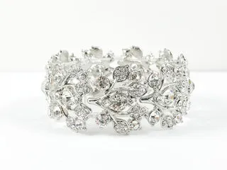 Fancy Leaf Floral Design Stretch Fashion Bracelet