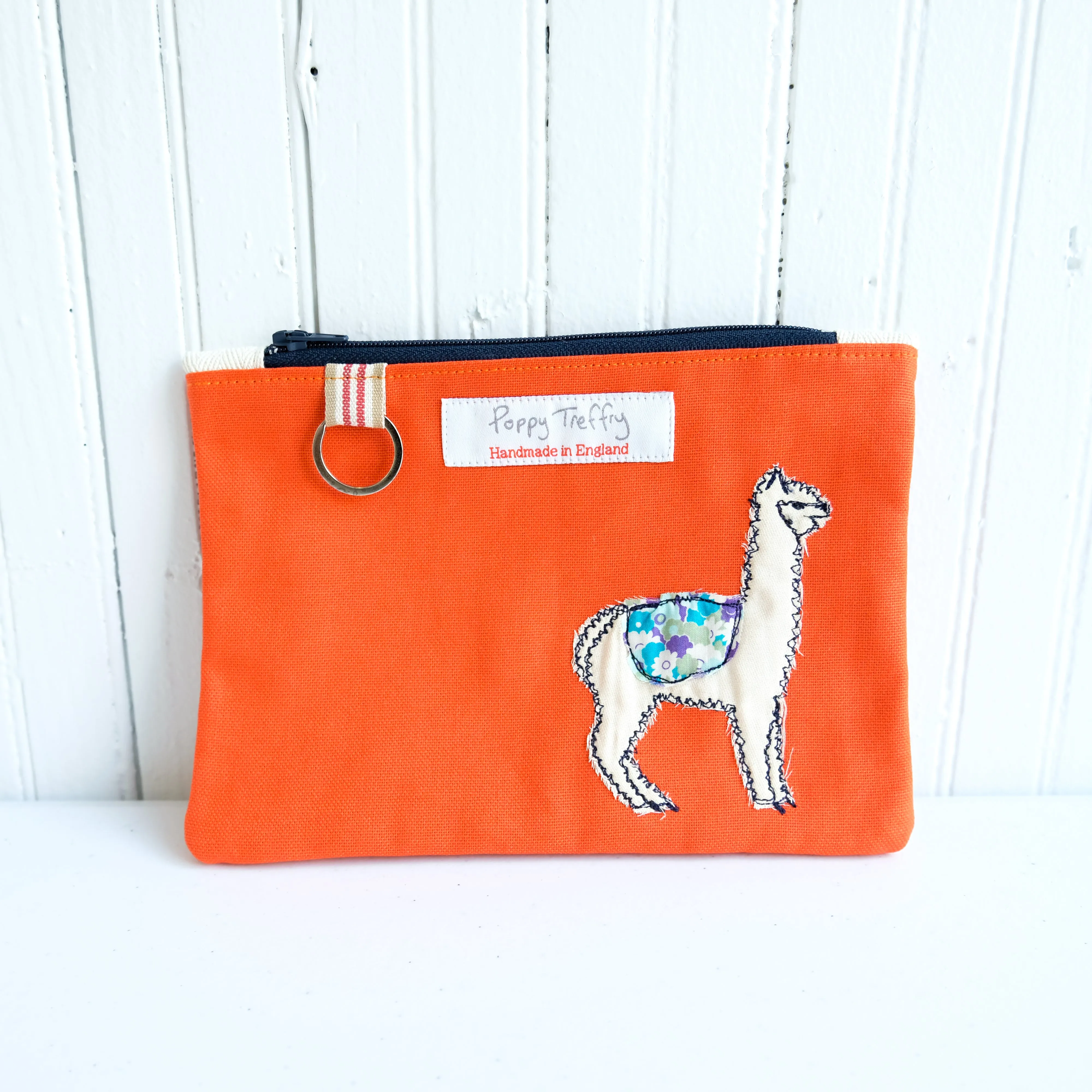 Fluff Alpaca x Poppy Treffry Flat Embroidered Purse with Key Ring