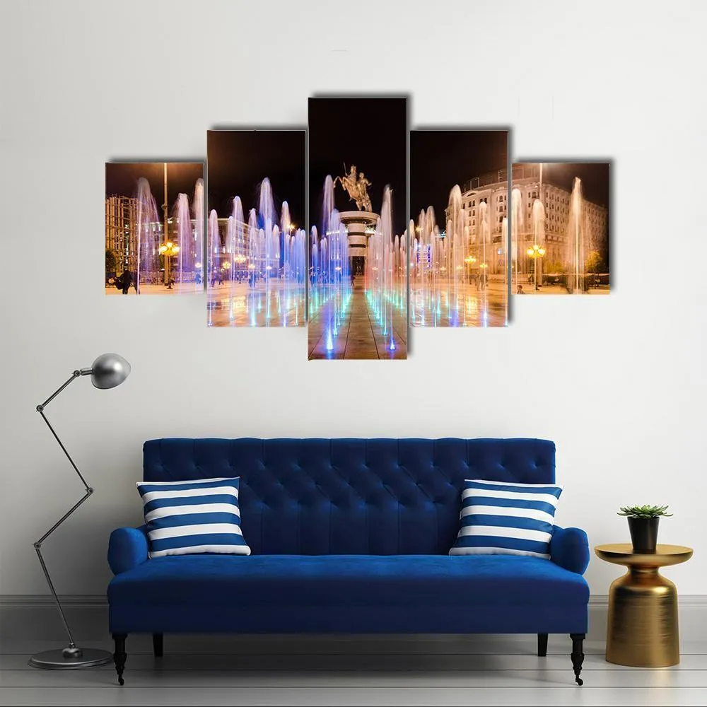 Fountains Of Square Macedonia Canvas Wall Art