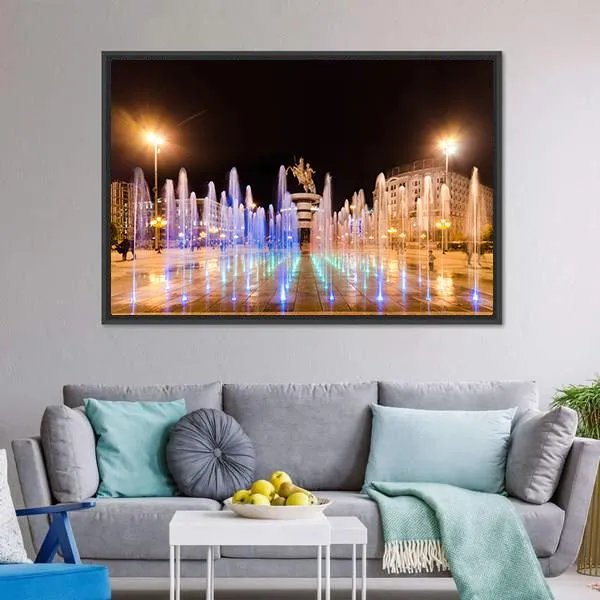 Fountains Of Square Macedonia Canvas Wall Art