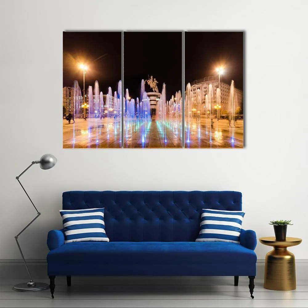 Fountains Of Square Macedonia Canvas Wall Art