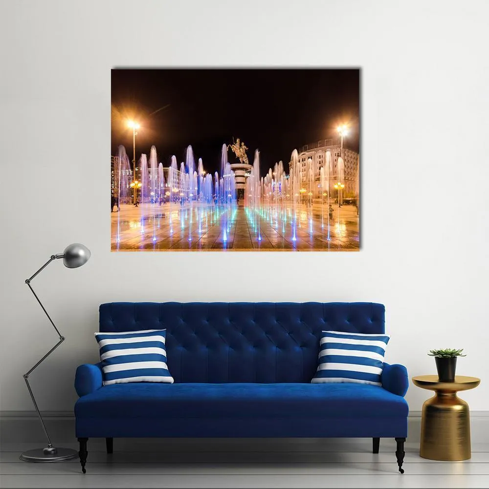 Fountains Of Square Macedonia Canvas Wall Art