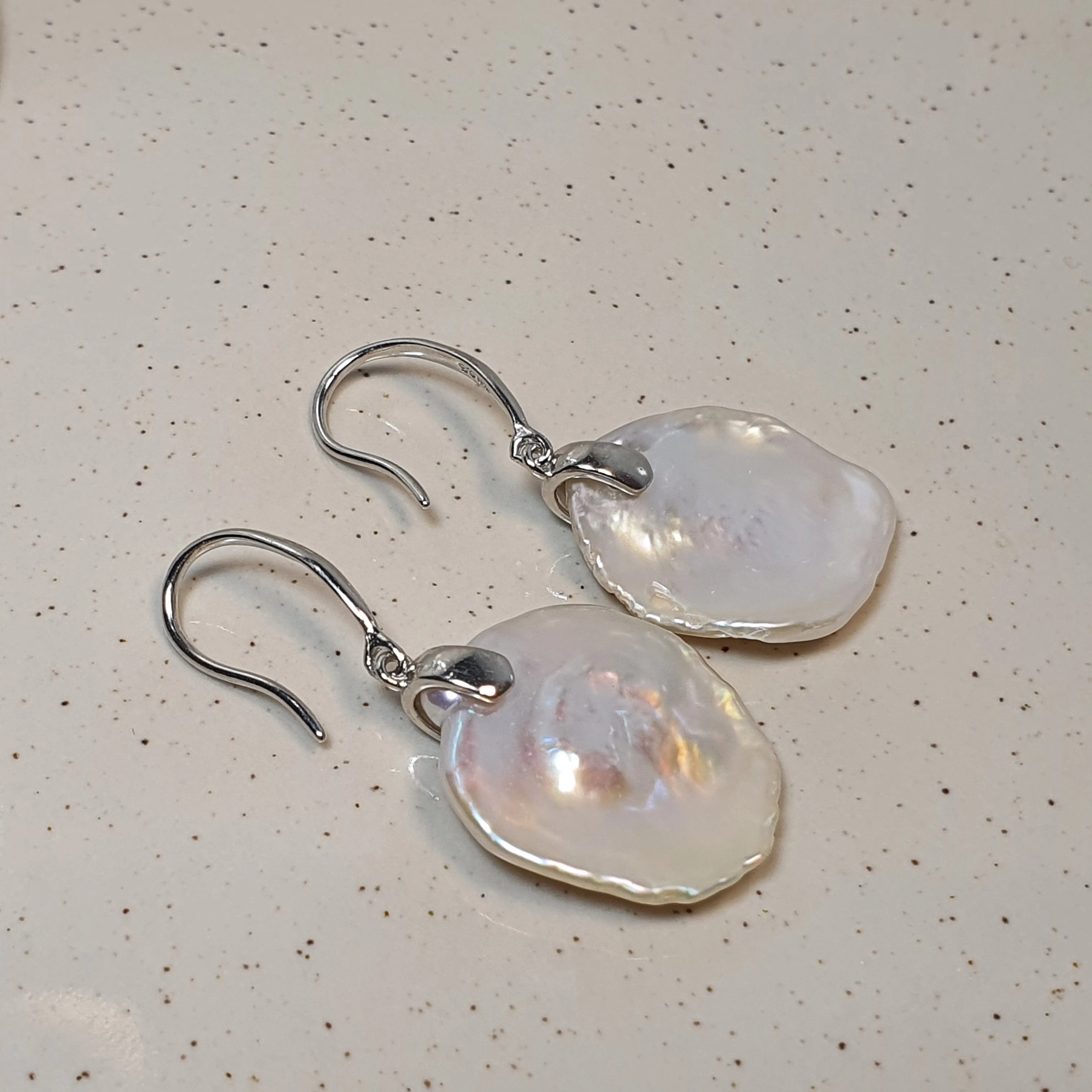 Freshwater keshi Pearl Set, Sterling Silver