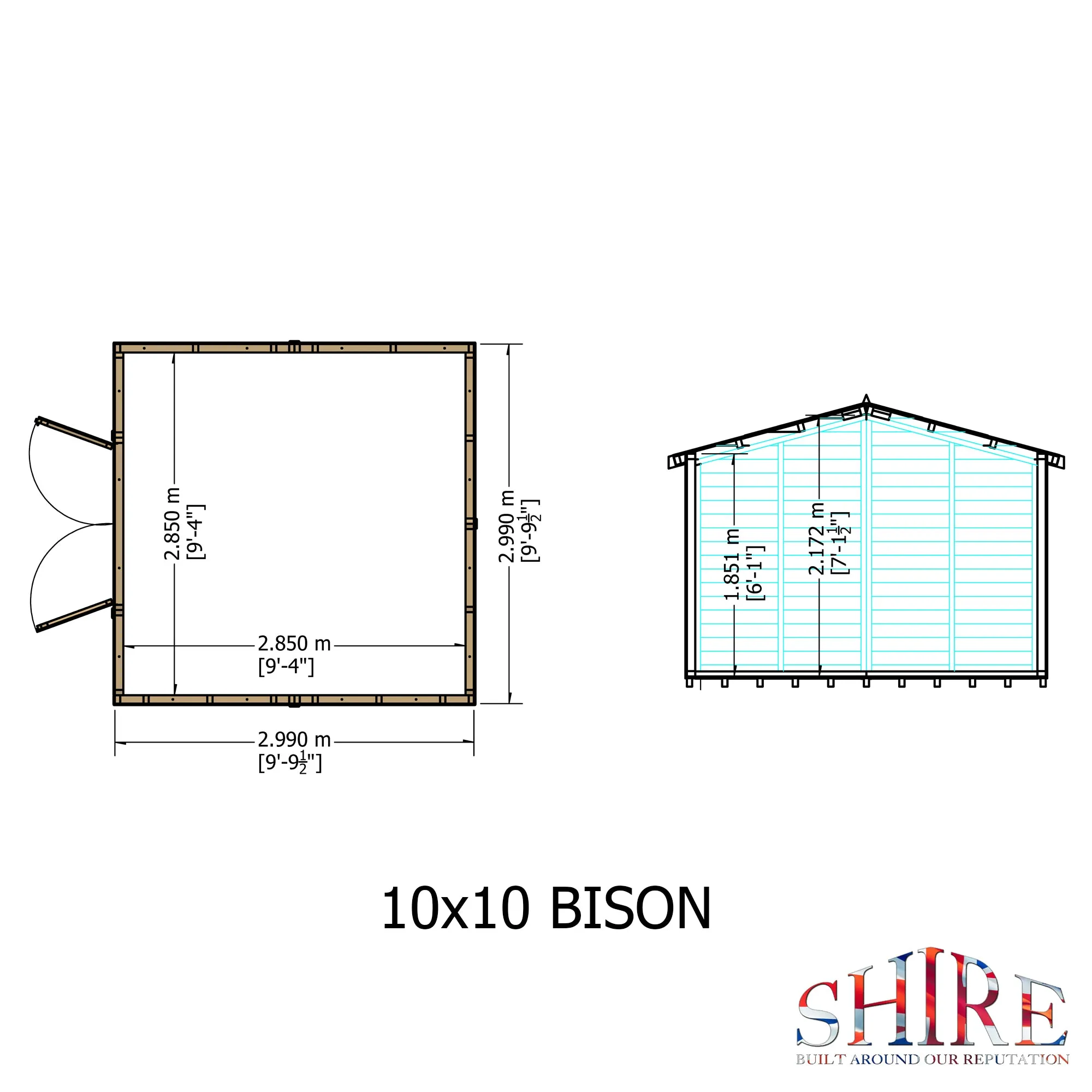 Goodwood Bison Workshop (10' x 10') Professional Tongue and Groove Apex Shed