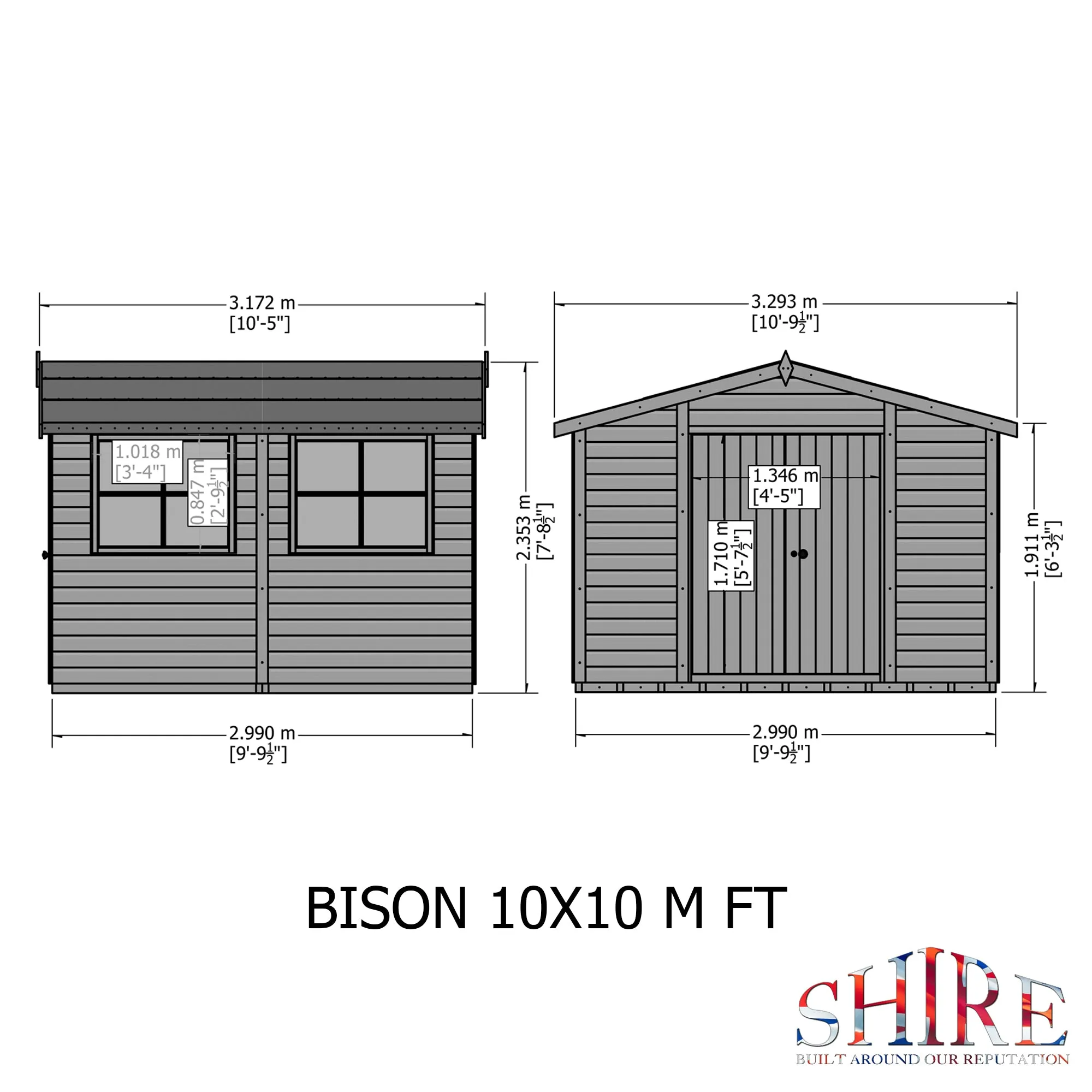 Goodwood Bison Workshop (10' x 10') Professional Tongue and Groove Apex Shed