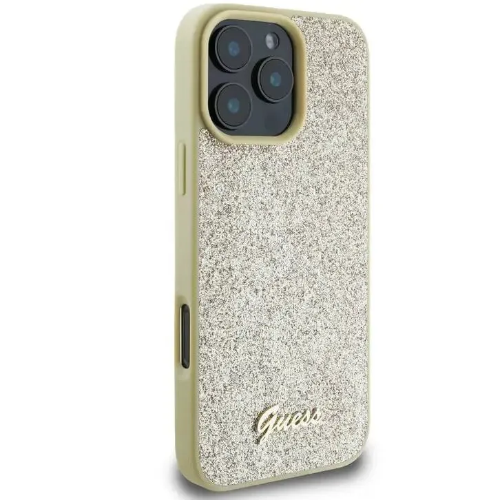 Guess Fixed Glitter Hard Case with Script Metal Logo