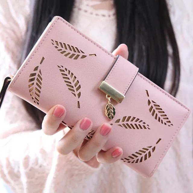 Hollow Leaves Long Wallet For Women