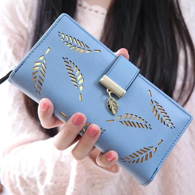 Hollow Leaves Long Wallet For Women