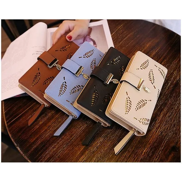 Hollow Leaves Long Wallet For Women