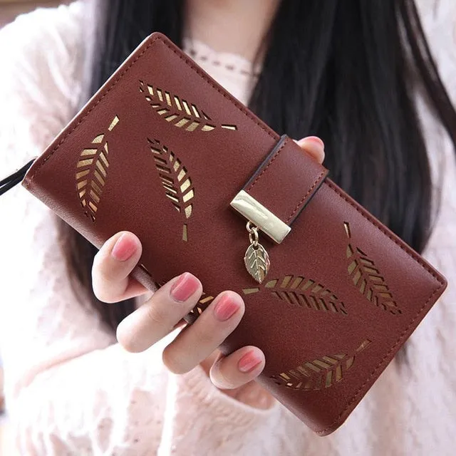 Hollow Leaves Long Wallet For Women