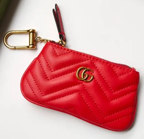 Jamie Red Quilted Keychain & Coin Purse