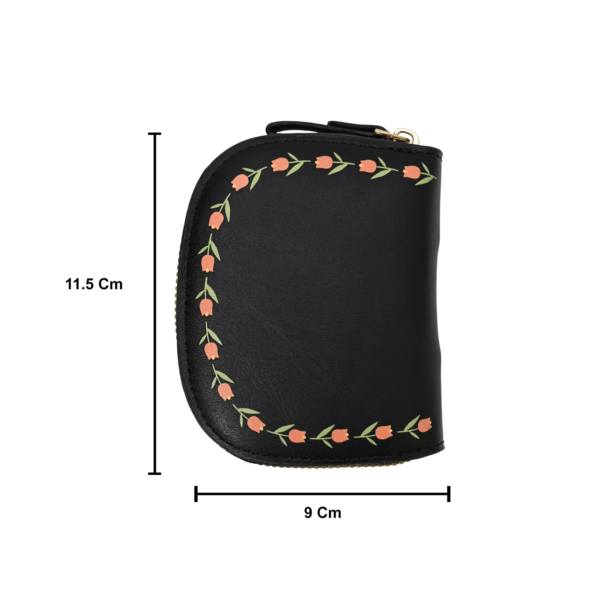 Kuber Industries Floral Vine Print PU Batua Purse, Cash & Coin Pocket Wallet for Women with Zip | Portable Cute Mini Wallet for Girls | Hand Wallet for College Girls | KS-4, Black