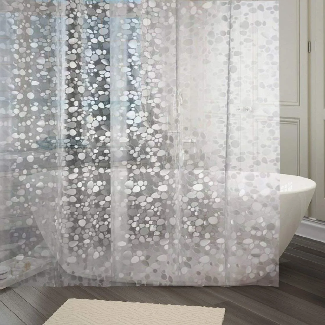 Kuber Industries PVC Coin Design Shower Curtain-Transparent, 135x240 cm, 2 Pieces (CTKTC014636)