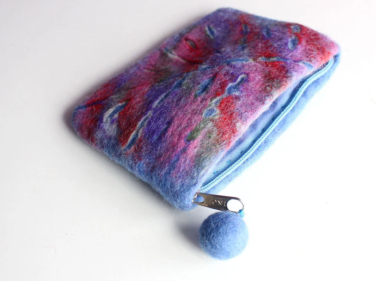 Leaf Pattern Zipper Felt Coin Purse