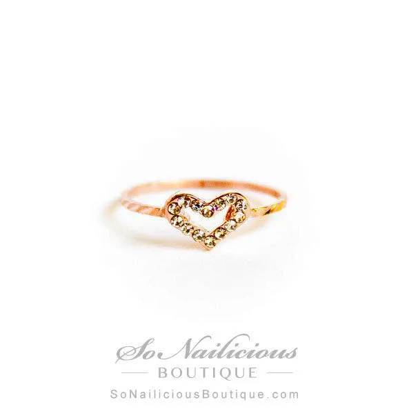 Love Heart Ring With Crystals - ONLY 1 LEFT!