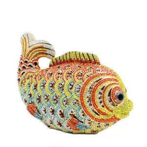 Luxy Moon Goldfish Rhinestone Clutch Unique Cute Purse