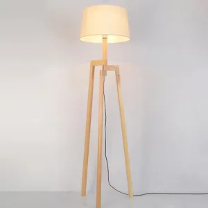 Modern Wood Tripod Floor Lamp with Fabric Shade - Simple & Stylish Design