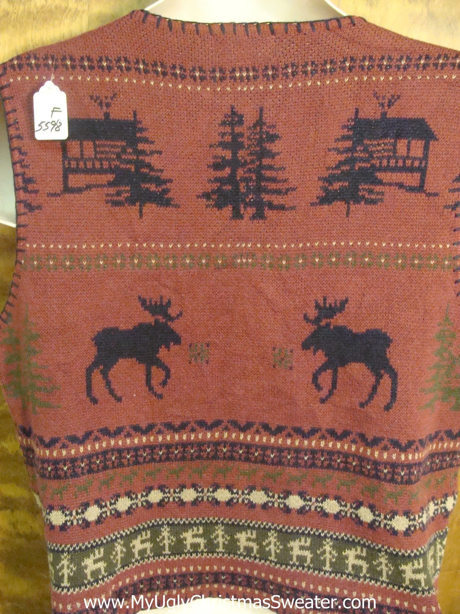 Moose Patterned Funny Ugly Sweater Vest for a Christmas Party