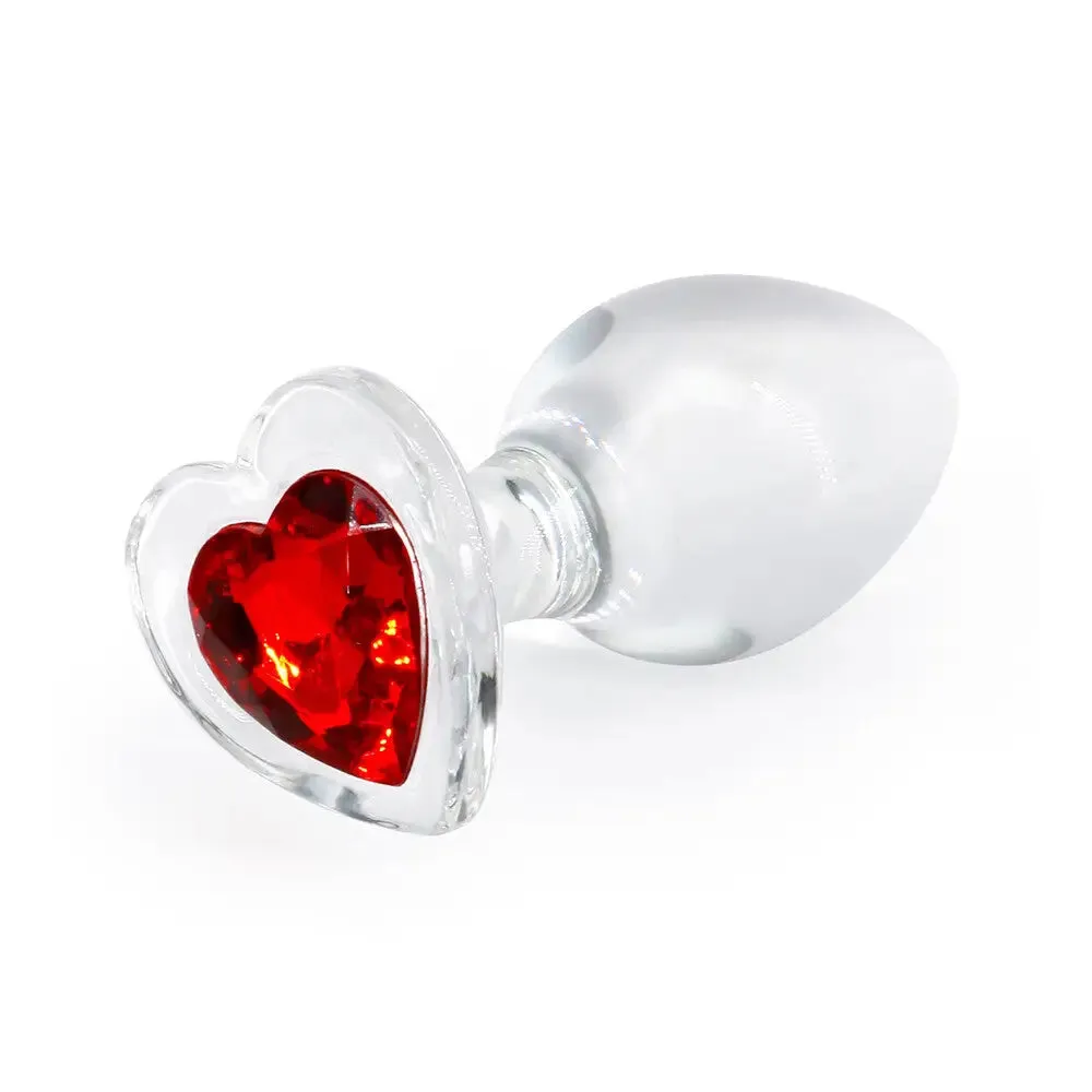 Ns Novelties Clear Glass Heart Medium Butt Plug