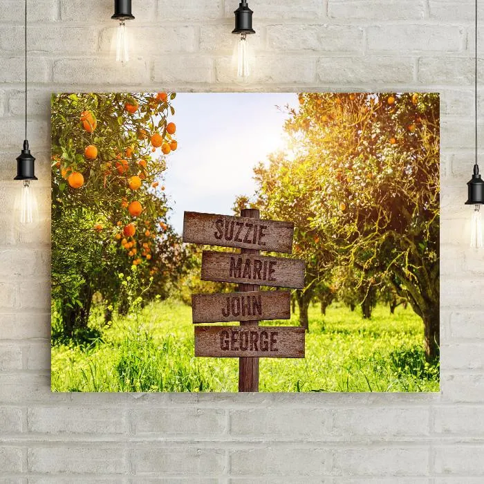 Personalized Orange Fruit Orchard Trees Premium Canvas