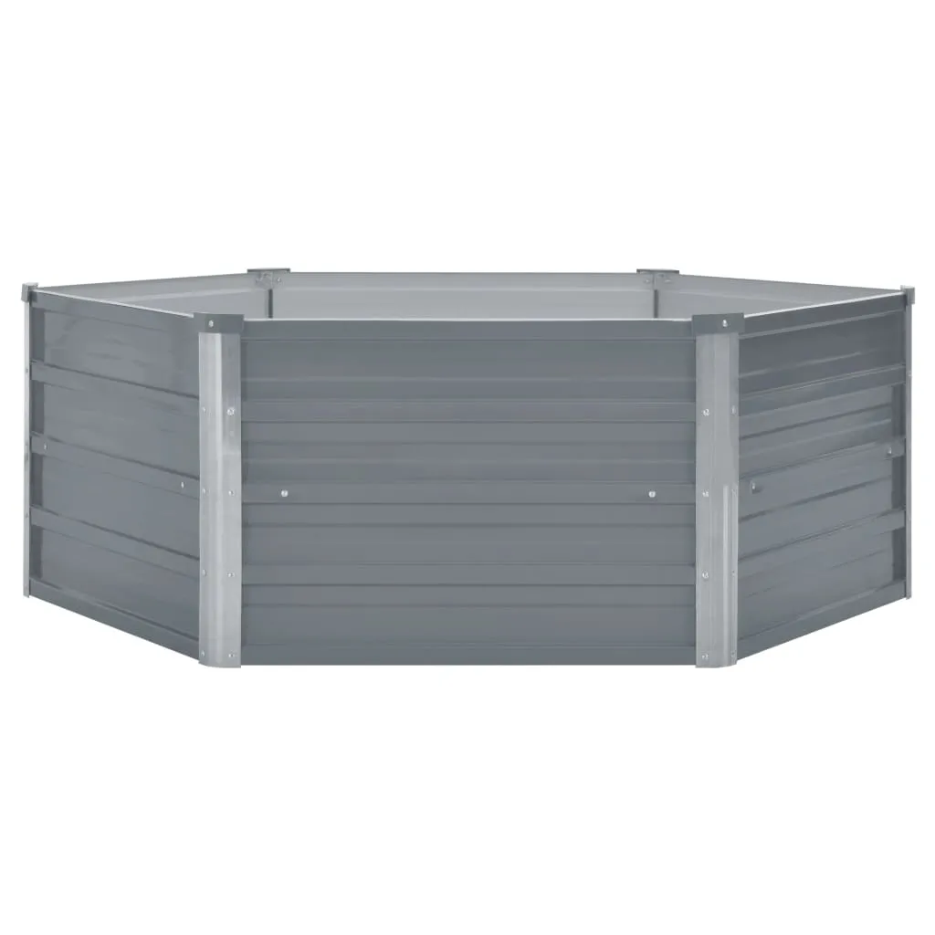 Raised Garden Bed 129x129x46 cm Galvanised Steel Grey