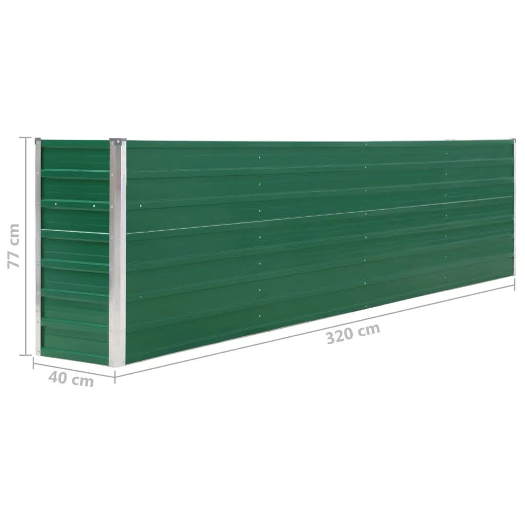 Raised Garden Bed 320x40x77 cm Galvanised Steel Green