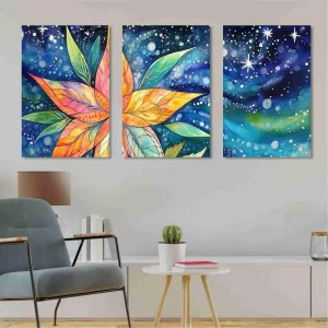 SAF paintings Set Of 3 Wooden Framed Canvas Painting|| Abstract Floral Theme Canvas Wall Art Painting for Home Décor And Office||For Bedroom,Living Room Home wall and Office Interior CR-231